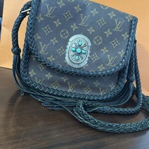 Louis Vuitton Monogram Crossbody Bag with Turquoise Accent